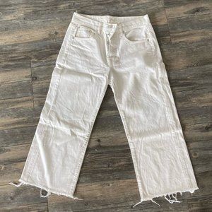 Cream colored wide-leg jeans